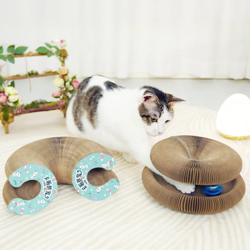 

Magic Organ Cat Scratching Board-with a Toy Bell, Interactive Scratcher Cat Toy, Cat Grinding Claw Scratching Board, Foldable