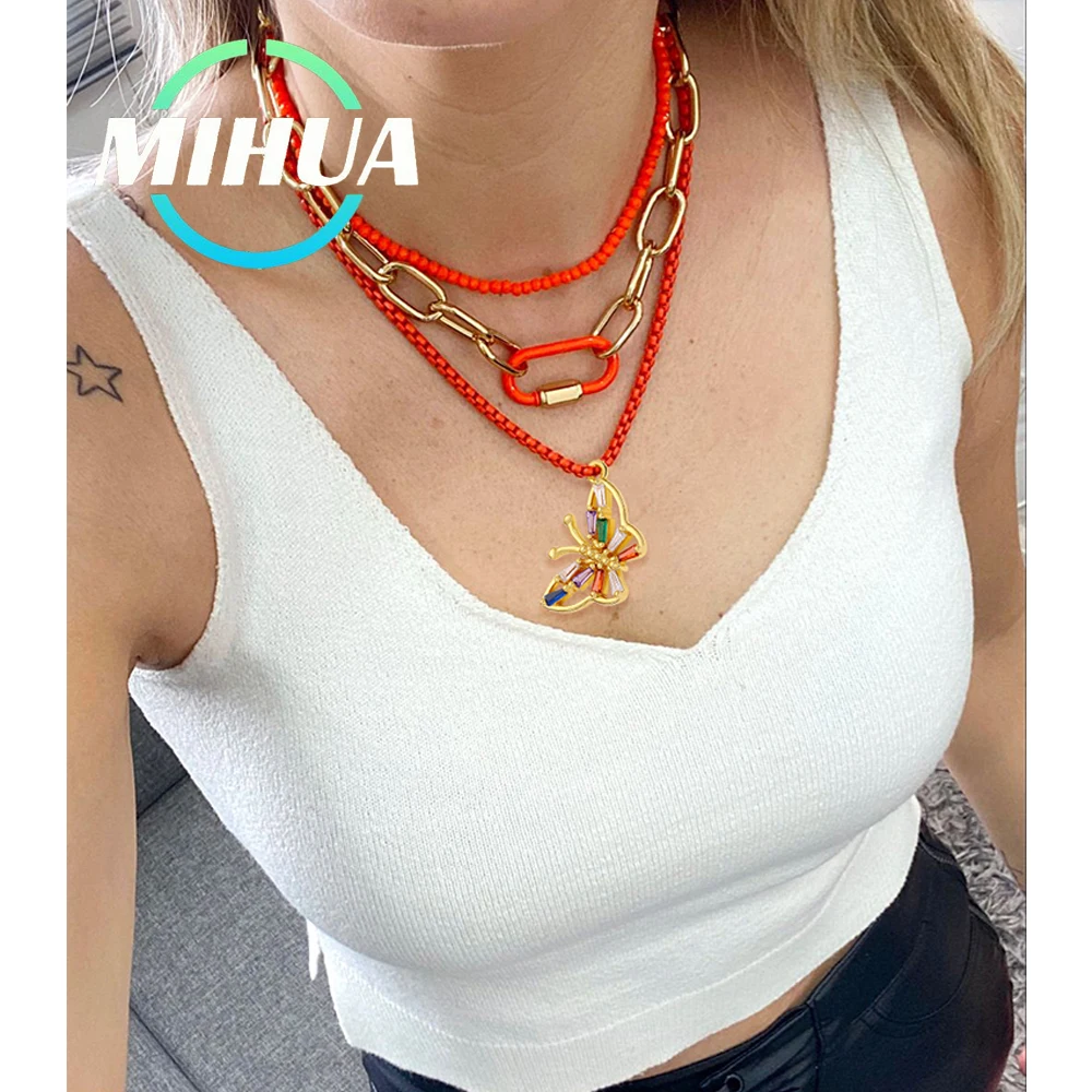

HUAMI Natural Pastoral Insect Butterfly Pendant Female Necklace Earring Micro-Inlaid Zircon Charm Jewelry Making DIY Accessories
