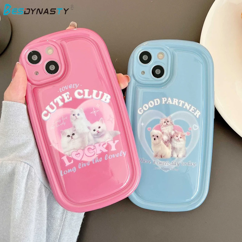 

BESD Cute Lucky Cats Animal Phone Case For Iphone 11 12 13 14 Pro Max XR X XSMAX XS 12Pro 13ProMax Soft Silicone Cover Fundas