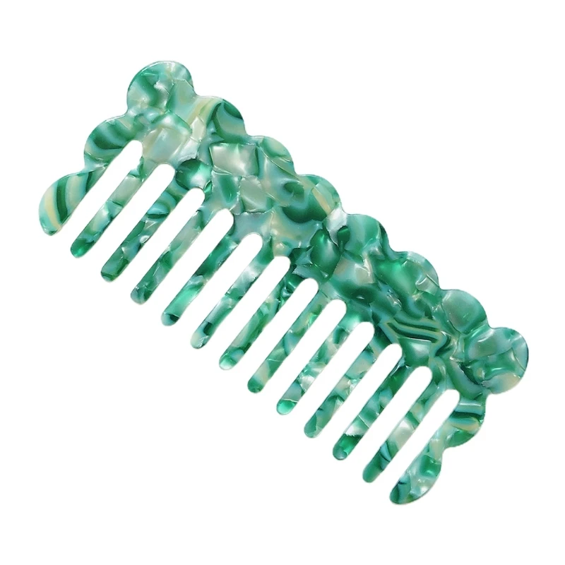 

Cellulose Acetate Wide Tooth Pocket Hair Comb Colorful Marble Stone Leopard Print Wavy Trim Detangling Hairbush Hairdressing