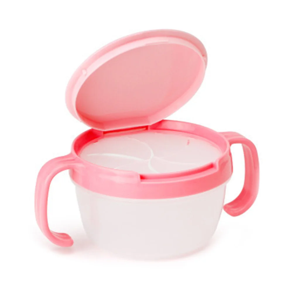 

Baby Dishes Kids Food Snacks Candy Biscuit Anti spill Storage Holder Tank Non spilling Cup with Cover Handle Baby Dishes Bowl