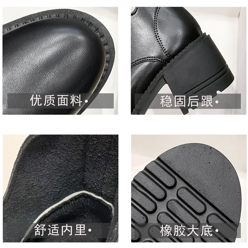 Мотоциклетные ботинки дизайнерские на платформе и массивном каблуке зимние