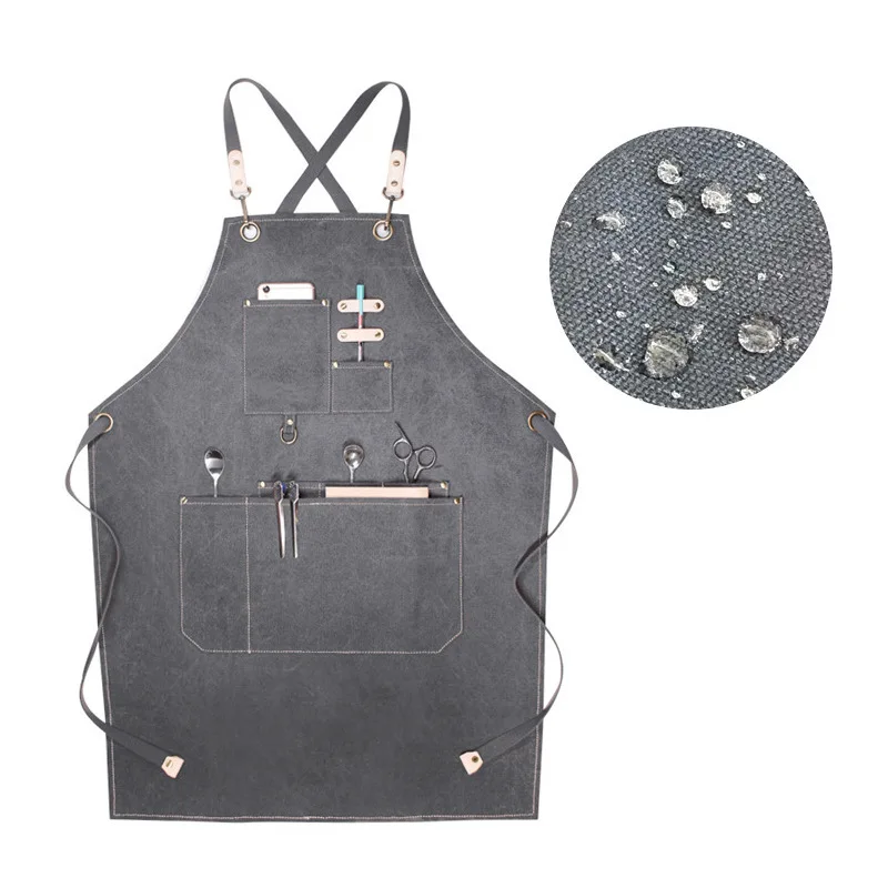 

Factory Wholesale Hairdresser Men Women Apron Flower Shop Coffee Restaurant Kitchen Thickened Canvas Worker Clothes Custom LOGO