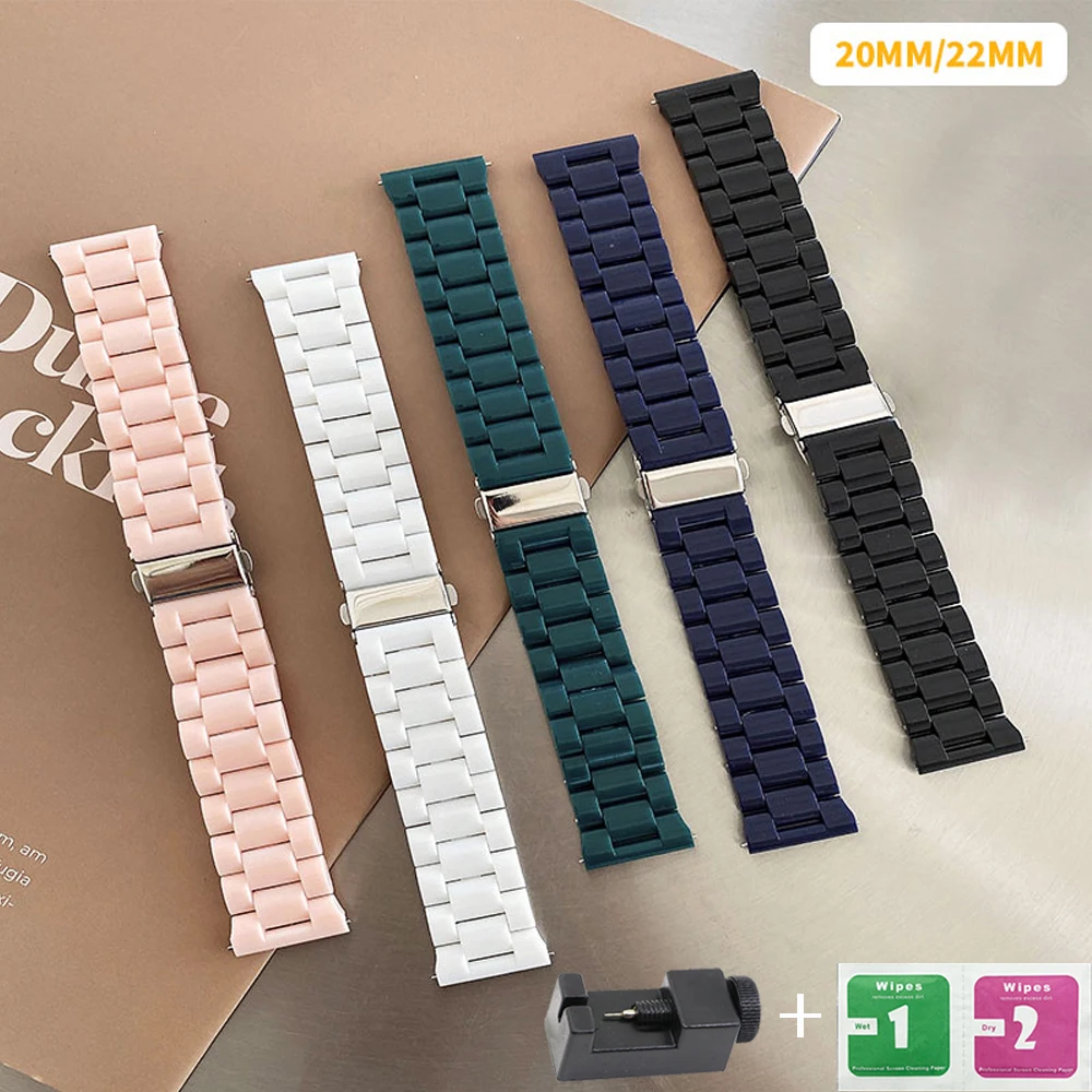 

20mm 22mm for Samsung Galaxy Watch 3/Classic/active2 Gear s3/amazfit GTR/GTS Imitation resin strap huawei band Bracelet 42mm46mm