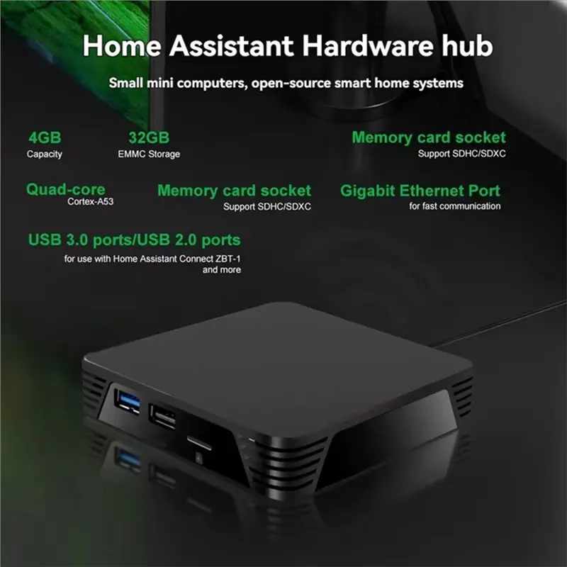 Фото Умный шлюз для дома с поддержкой Zigbee 2MQTT/ZHA, 4G+ 32G, USB 3.0/2.0, четырехъядерный процессор Cortex-A53, для домашней автоматизации, вилка стандарта ЕС №3