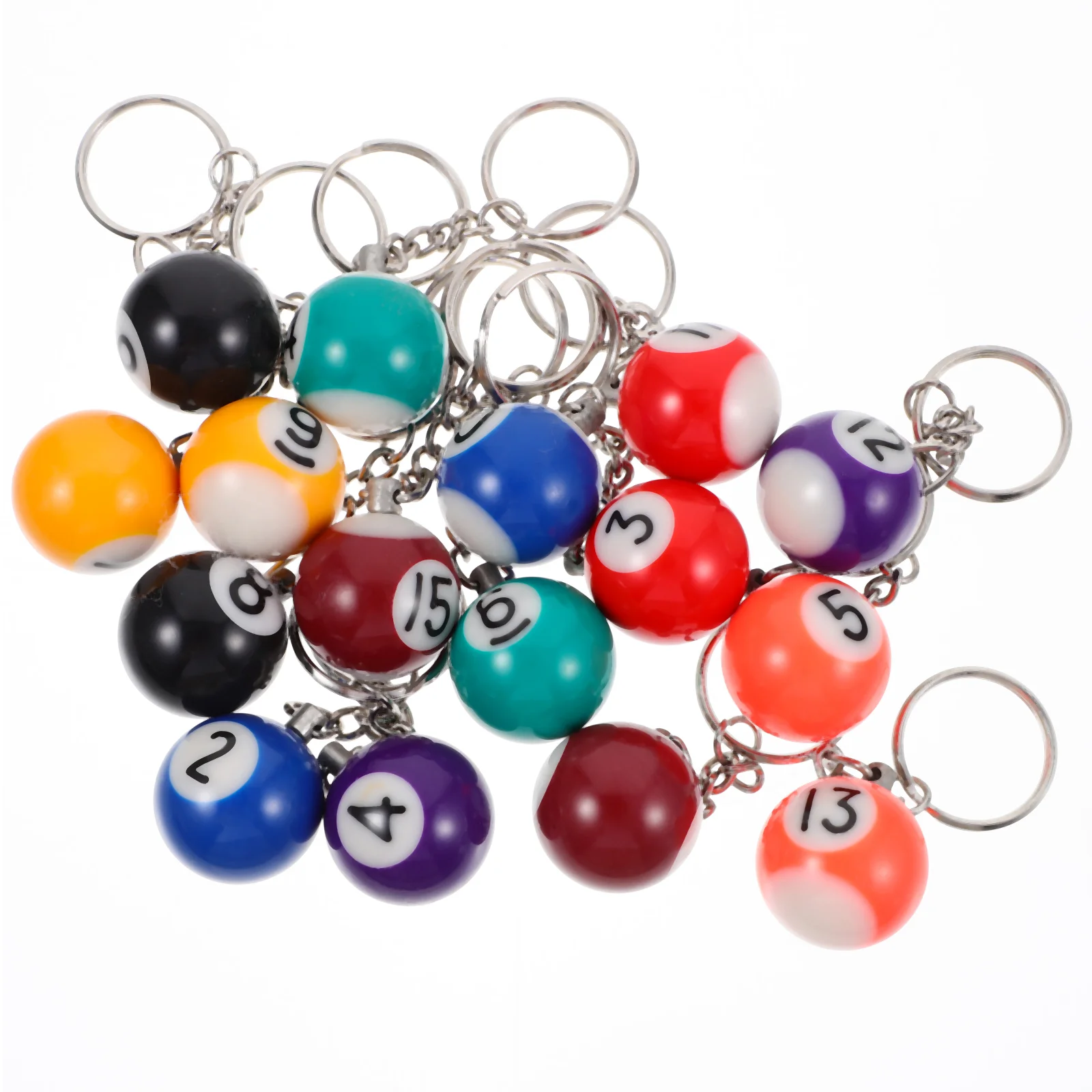 

16Pcs Billiards Keychains Billiards Ball Keyrings Decorative Billiards Ball Hanging Pendants Key Decors Souvenir