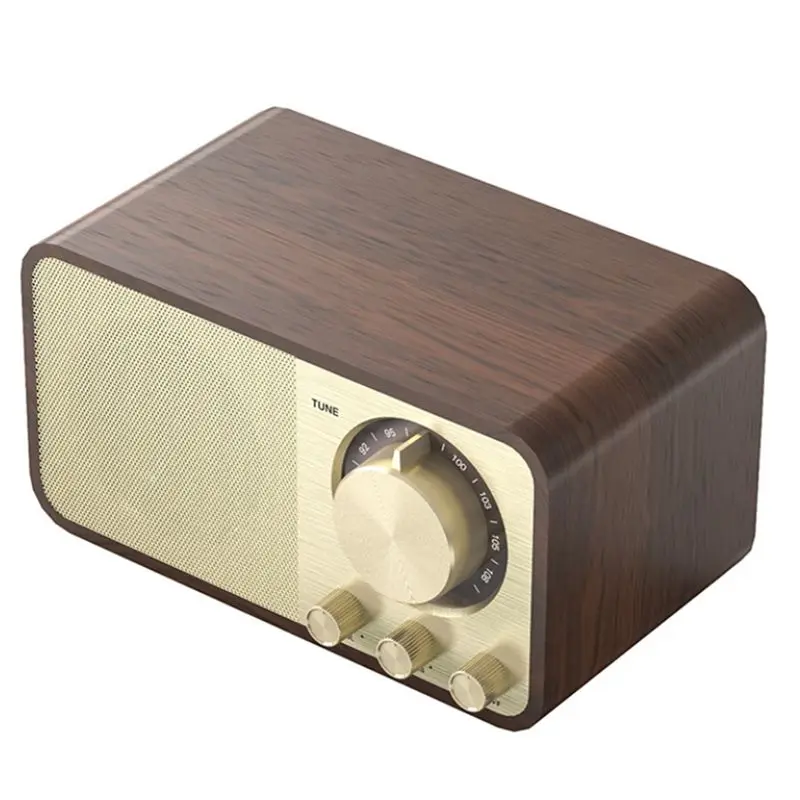 Фото DT21 Винтажный радиоприемник из массива дерева с Bluetooth 5.0, беспроводным сабвуфером, портативное ретро FM-радио для дома и а №4