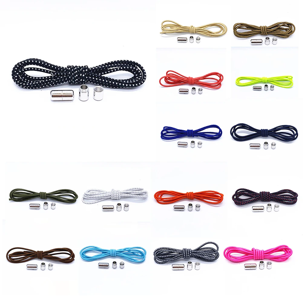 New Elastic No Tie Shoelaces Metal Lock Shoe Laces For Kids Adult Sneakers Quick Shoelaces Semicircle Shoestrings