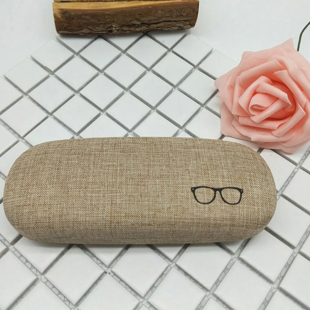 

Hard Glasses Case Fabric linen Hard Shell Sunglasses Eyeglasses Case Spectacle Storage Case Holder for men and Khaki