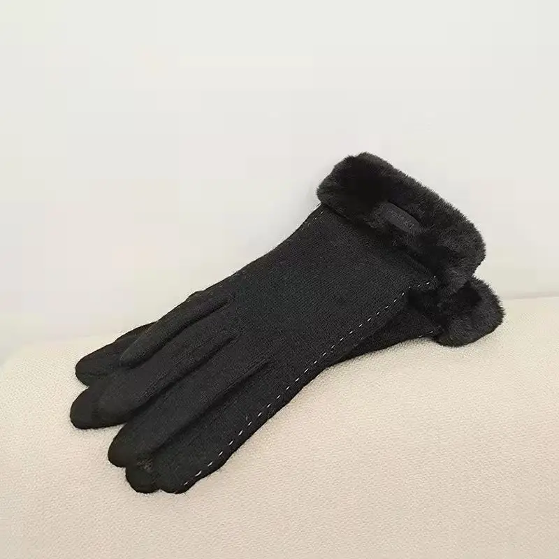 

Autumn And Winter New Warm Cashmere Gloves Ladies Winter Gloves Simple Soft Plush Cycling Winter Women