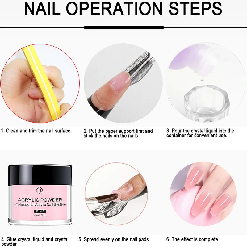 Порошок для акриловых ногтей и жидкость мономер для декора ногтей искусства в наборе для маникюра с кристальной блесткой 3D, набор инструментов для вырезания советов
