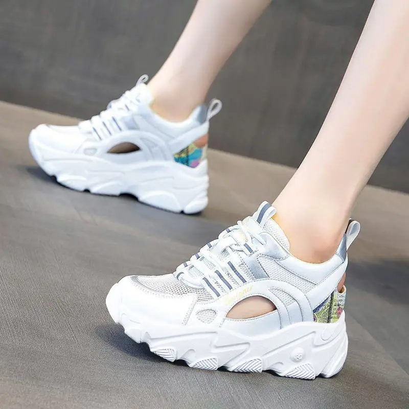 

Women Platform Casual Shoes New Summer Breathable Baotou Women Flats Leak-free Toe Thick Bottom Heightening Women Casual Shoes