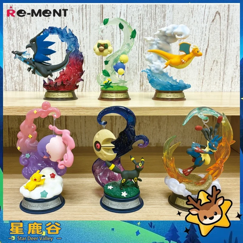 Фото Оригинальная фигурка Re-Ment Pokemon из коллекции Nighty Night: Swablu, Alcremie, Maushold. ПВХ-фигурки для декора рабочего стола/комнаты, подарки на день рождения. №1