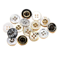 hl 11 5mm 50pcs mens and womens shirt buttons gold edge resin electroplating buttons 4 holes diy garment sewing accessories