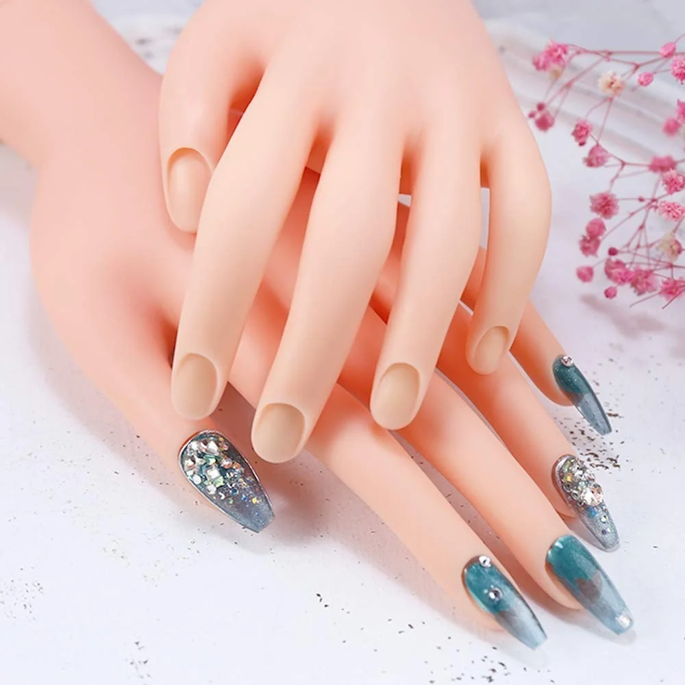 Flexible Nail Art Practice Hand Movable Silicone Soft Plastic Flectional Trainer Model False Training Hand Nail Manicure Tools