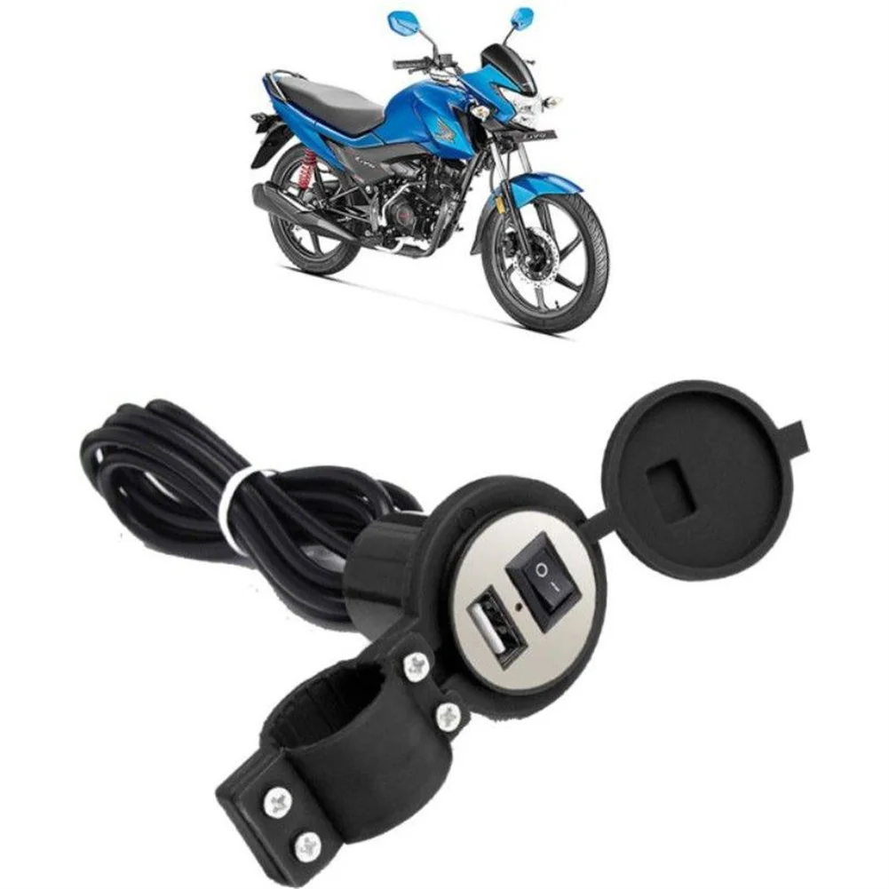 

Motorcycle Electromobile USB Charger Port Waterproof Handlebar Charge Adapter Power Supply Socket With Swith And Dust Cover