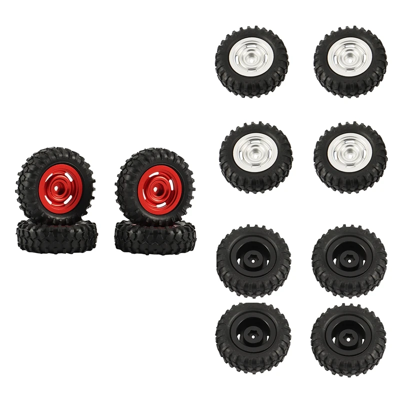 

4PCS Metal Beadlock Wheel Rims Tires Tyre Set For Axial SCX24 90081 1/24 RC Car