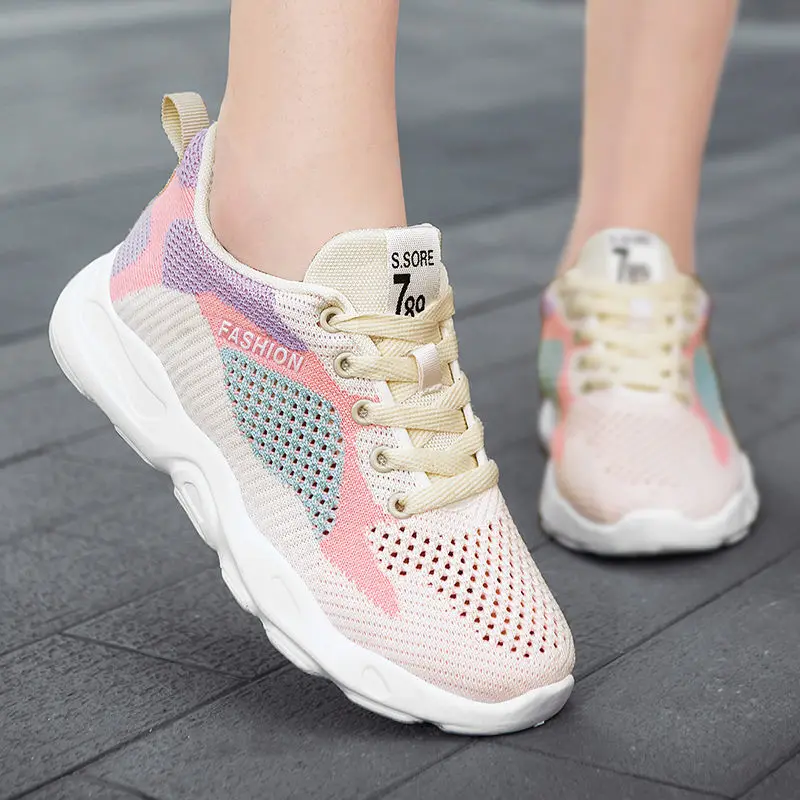 

Women's Shoes Mesh Breathable Flat Female Footwear Lace Up Running Free Shipping Offer Designer Autumn with On Daily Routine F