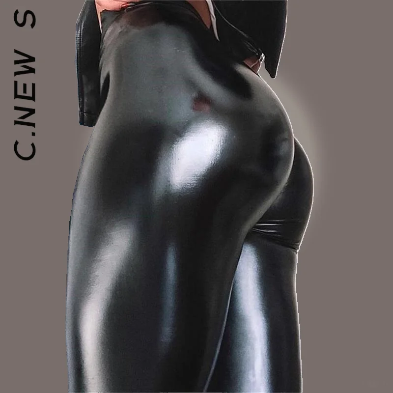 

C.New S Trousers Women Fashion Pants All-Match Leather Pant Soft Women's Pants Stretch Office Lady Sexy Pencil Female Mujer