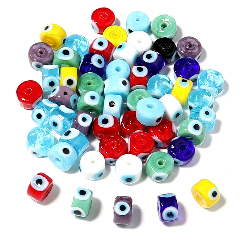 

10Pcs Round Lampwork Evil Eye Beads Liuli 9mm Flat Loose Fashion Jewelry For Bead Diy Handmade Bracelets Phone Charm Components