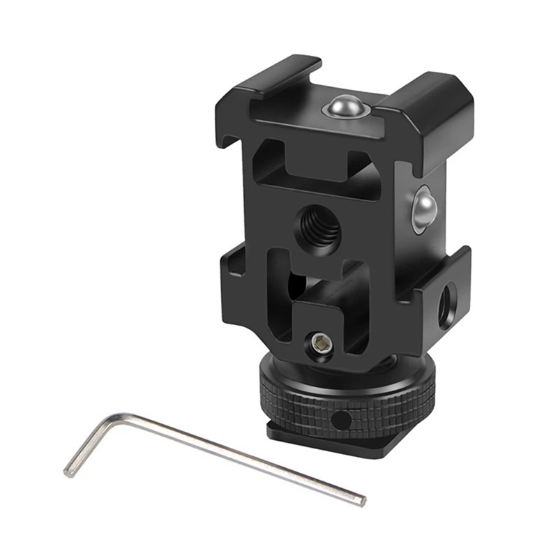 HOT-Triple Hot Shoe Mount Adapter Bracket Stand Holder For DSLR Camera For LED Video Microphone Flash Light