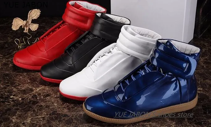 

Туфли мужские из натуральной кожи, Роскошные, высокие, на липучке, повседневная обувь для тренировок, плоская подошва, черные белые, весна-осень