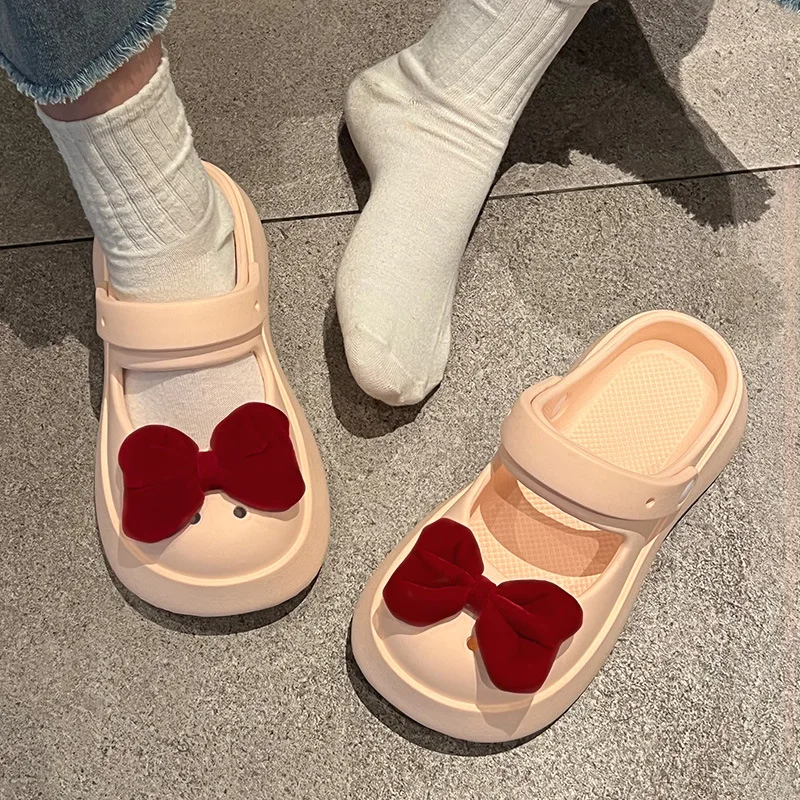 

Step on Poo Sense Baotou Half Cool Slippers Female Summer Outside Wear Cute Thick Soles Non-slip Cave Shoes