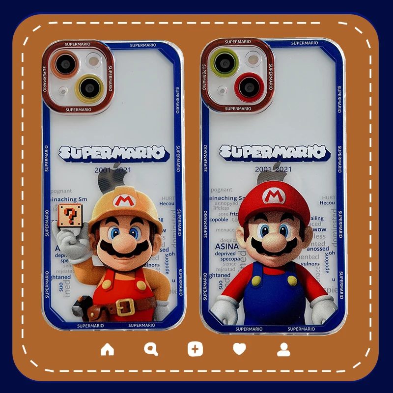 

BANDAI Cartoon Super Mario Transparent Soft Silicone Phone Case for iPhone 11 12 13 pro XS MAX X XR Cover