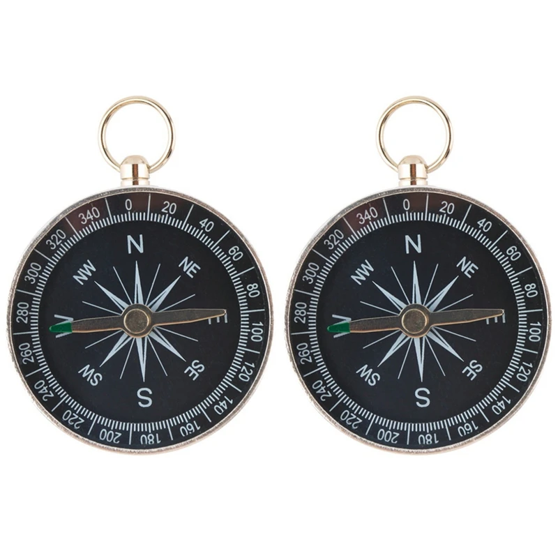 

2X Portable Compass Keychain Ring Adventure Hiking Survival Compass Aid