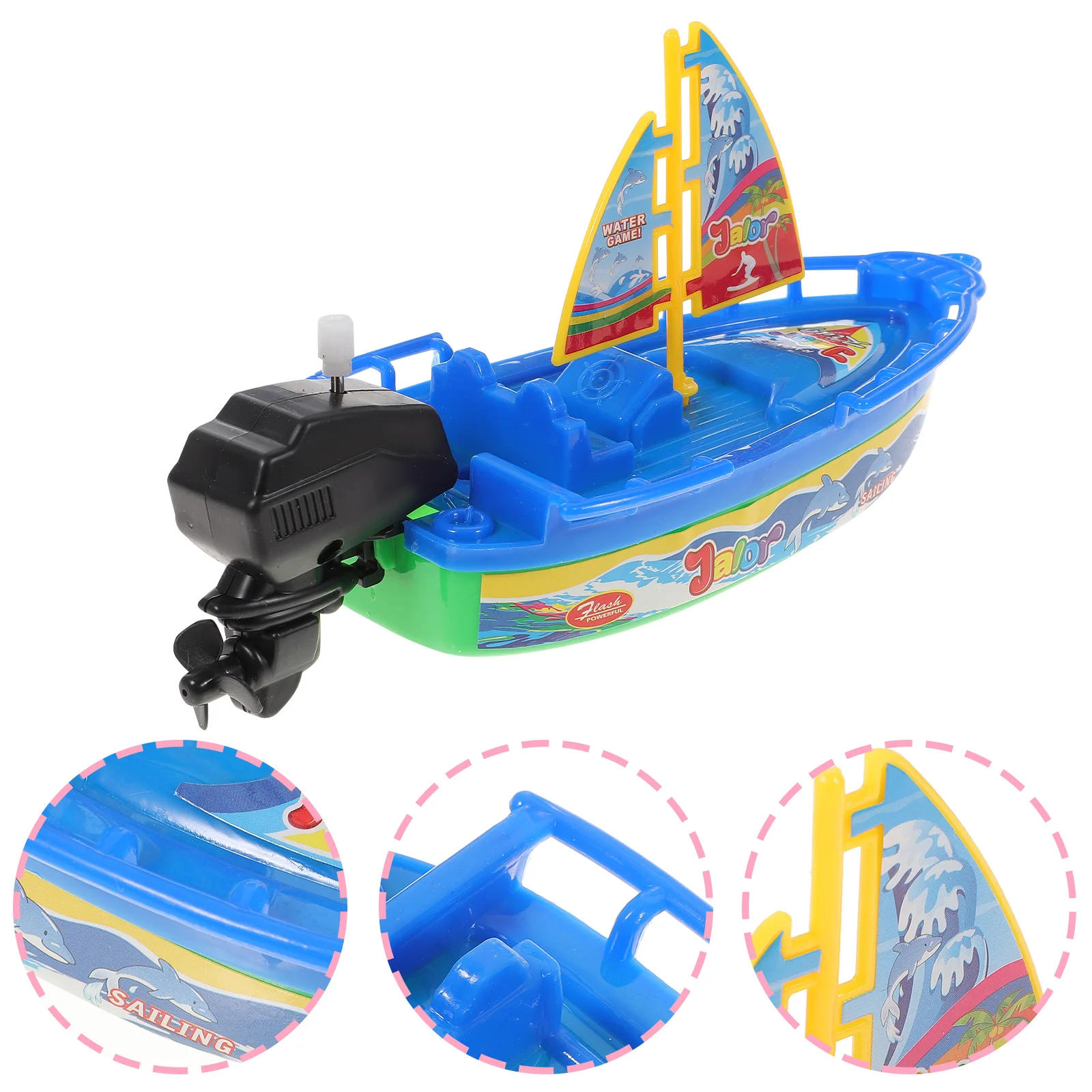 

2Pcs Bath Toy Little Boat Wind-up Toy Water Sprayer Toy Plastic Tugboats for Bathtub (Random Color) Baby toys