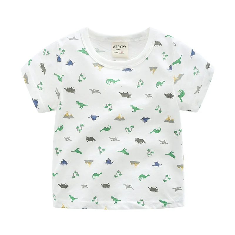 

Рубашки для мальчиков с динозаврами, хлопчатобумажная ткань, летние детские футболки, детская одежда