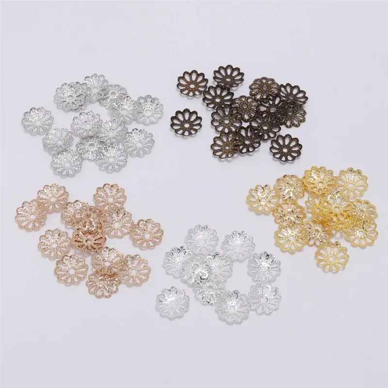 

200pcs Tibetan Antique Leaf Flower Bead End Caps For Jewelry Making Needlework Spacer Bead Caps DIY Accessories