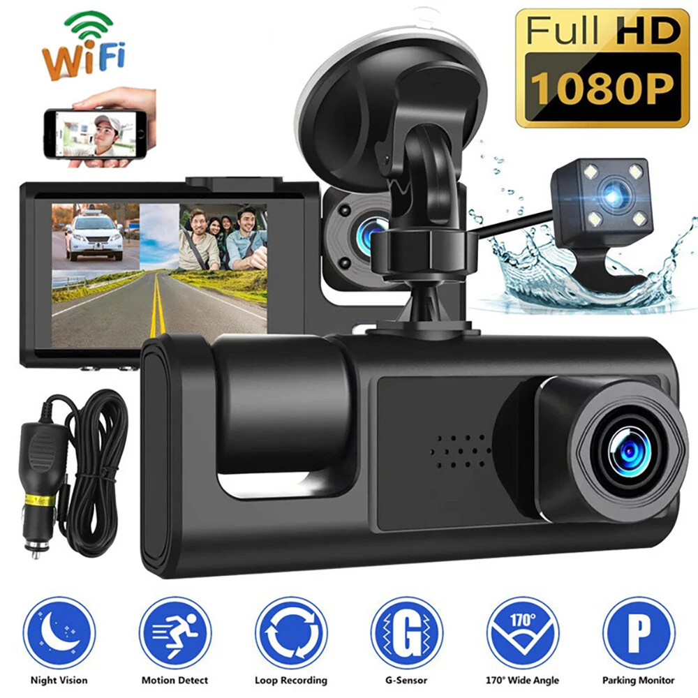 Автомобильный видеорегистратор Wi-Fi Full HD 1080P Видеорегистратор ...