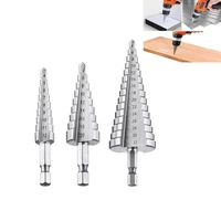 pagoda drill bit reamer hexagonal shank silver straight groove step drill 4 124 204 32mm metal stainless steel hole opener