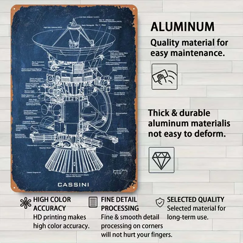 Металлическая вывеска Cassini космический постер украшение комнаты жестяная
