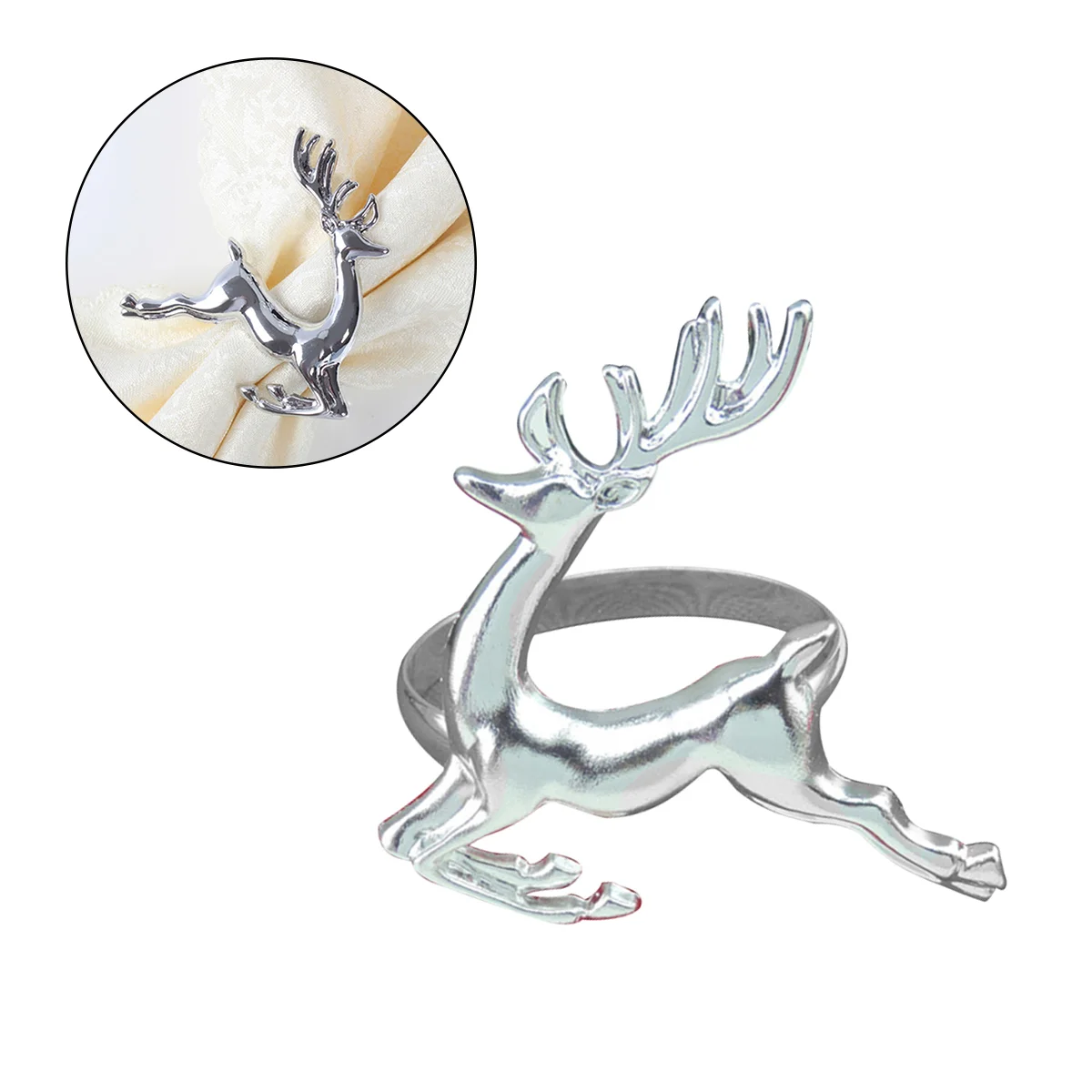 

Napkin Rings Christmas Reindeer Holders Decoration Holiday Ring Metal Table Deer Serviette Holder Buckle Set Elk Wedding