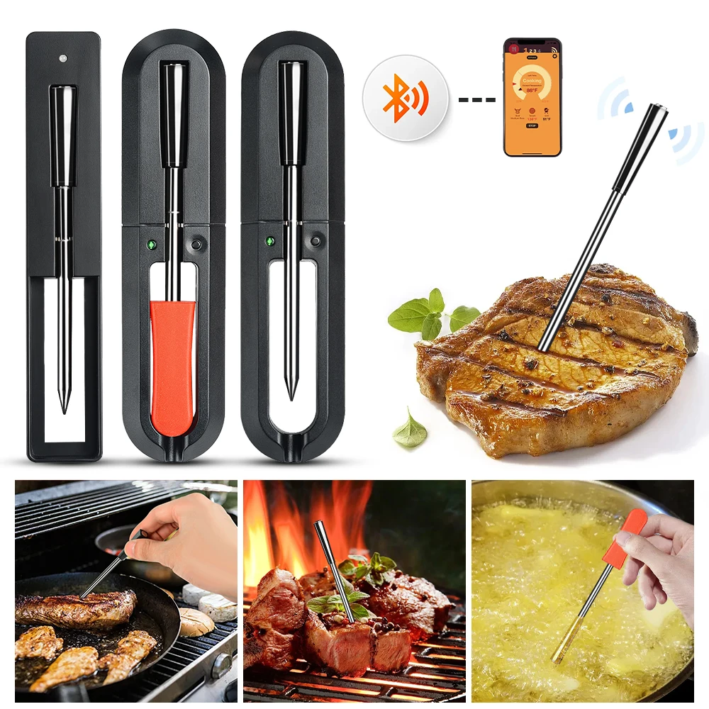 

Беспроводной термометр для курильницы, цифровой прибор для измерения температуры еды, для барбекю, приготовления пищи в подарок, Bluetooth, для мяса