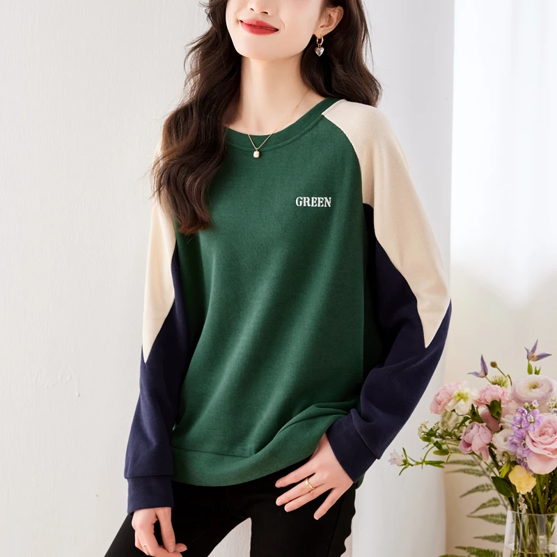 

Толстовки в стиле Харадзюку большого размера с надписью, свободные пуловеры с длинным рукавом, топы, контрастные Лоскутные теплые свитшоты, Женское пальто на весну и осень