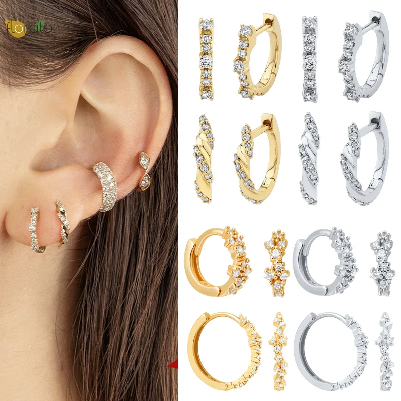 

YUXINTOME 925 Sterling Silver Ear Needle Luxury Hoop Earrings for Women Crystal Zircon Simple Piercing Earring Fashion Jewelry