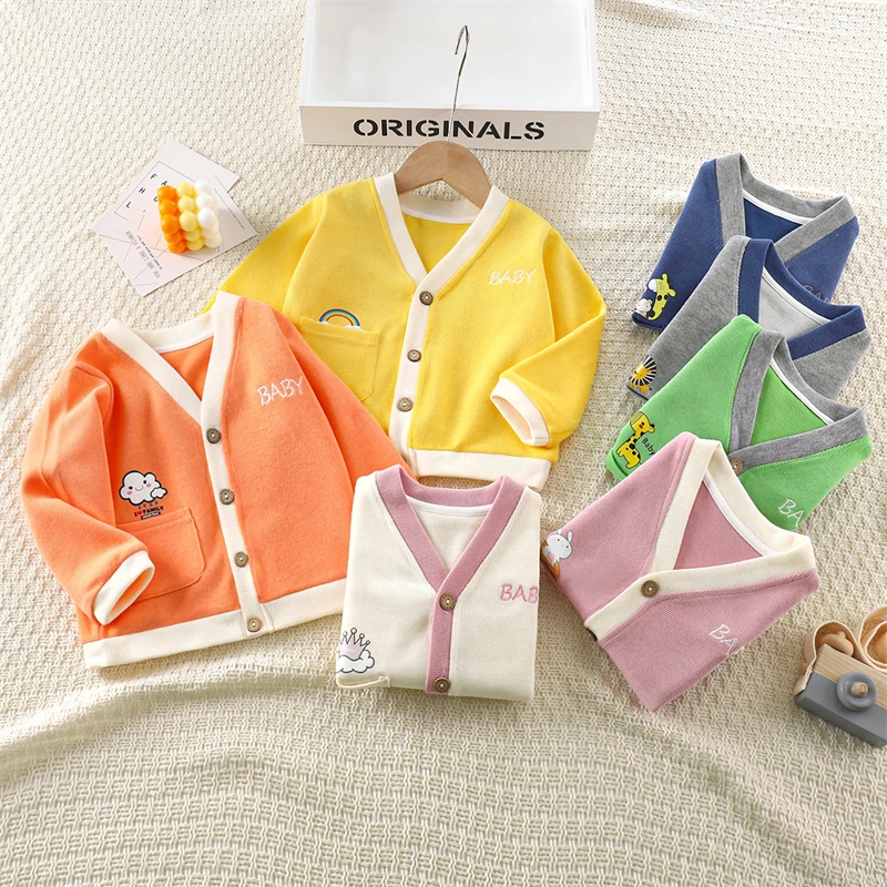 

Children's Knitted Sweater Soft Comfortable Baby Boys Clothes Single-breasted V-neck Girls Cardigan Fashion Trend Kids Sweater