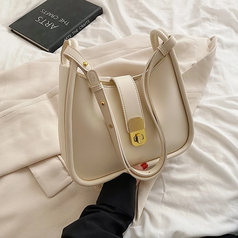 

Women's Shoulder Bag 2022 Trend Fashion Handbags Luxury Designer Single Solid Simple Sling Bag Pu Leather Purses High Quality