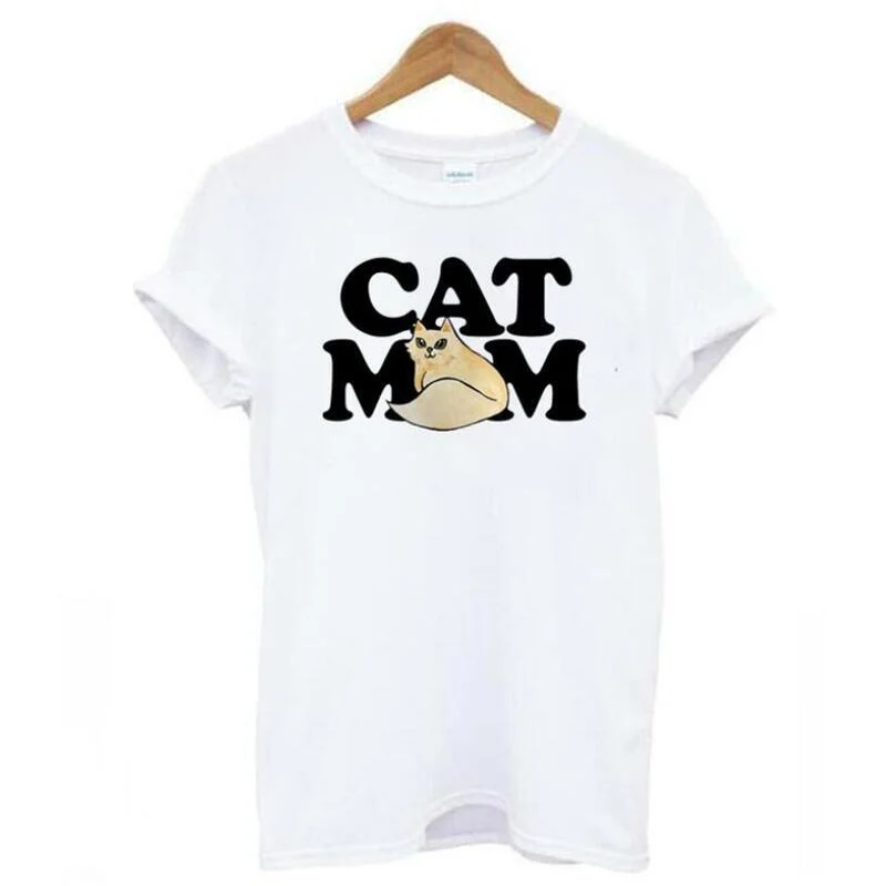 

Хлопковая футболка с коротким рукавом в стиле Харадзюку, Женская забавная футболка с рисунком кошки, мамы, кошки, любимого питомца, животног...