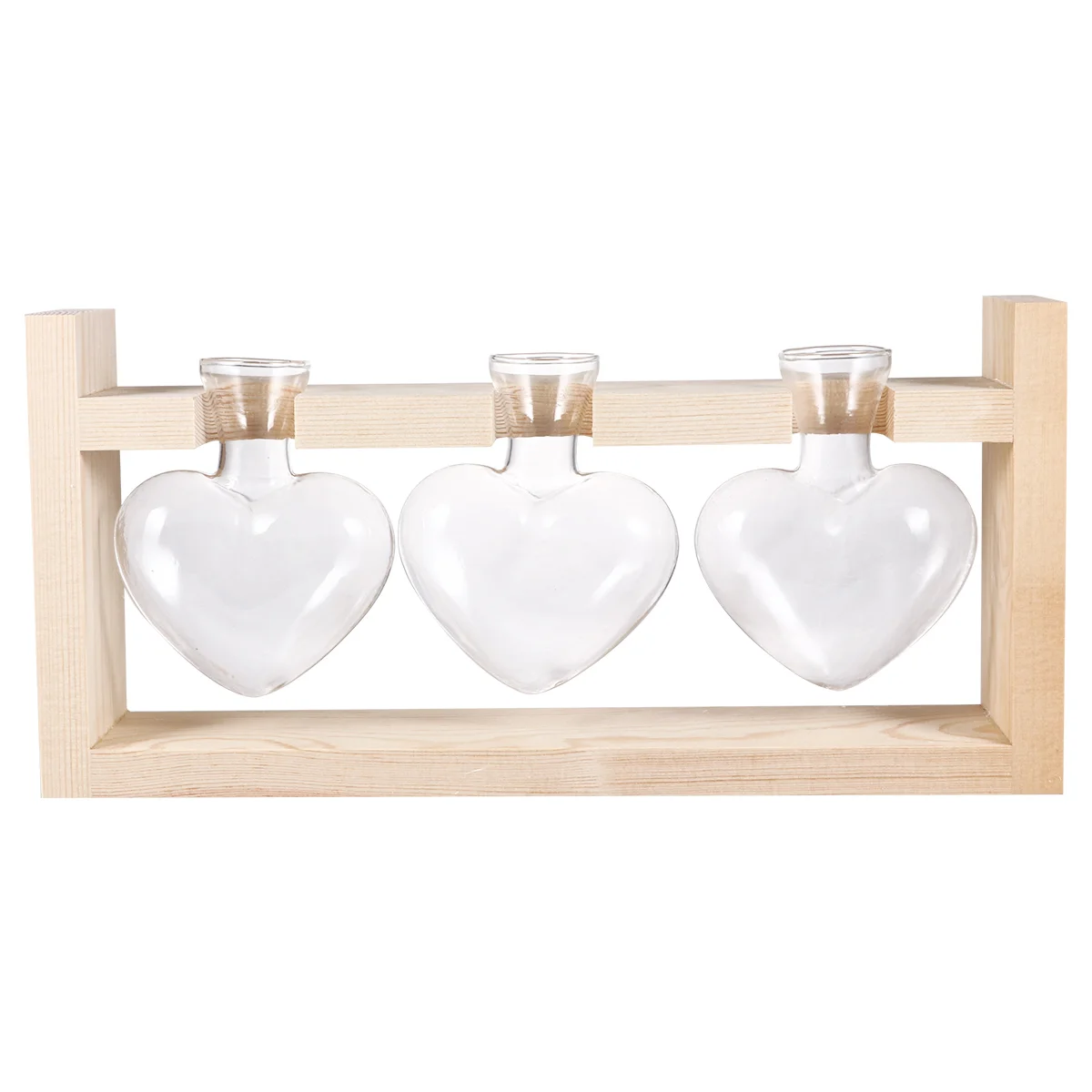 

Heart Shape Glass Vase Hydroponic Vases Terrarium Planter with Wooden Stand for Indoor Home Office Wedding Desktop Nordic decor