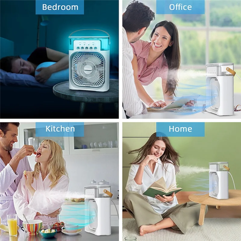 

Air Conditioner Air Cooler Water Cooling Spray Fan USB Desktop Humidification Fan Mini Air Cooling Fan,White