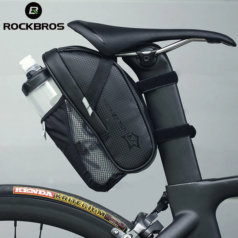 

Rockbros official Saddle Bag With Water Bottle Pocket Waterproof MTB Bike Rear Cycling Rear Seat Tail Bike Accessories