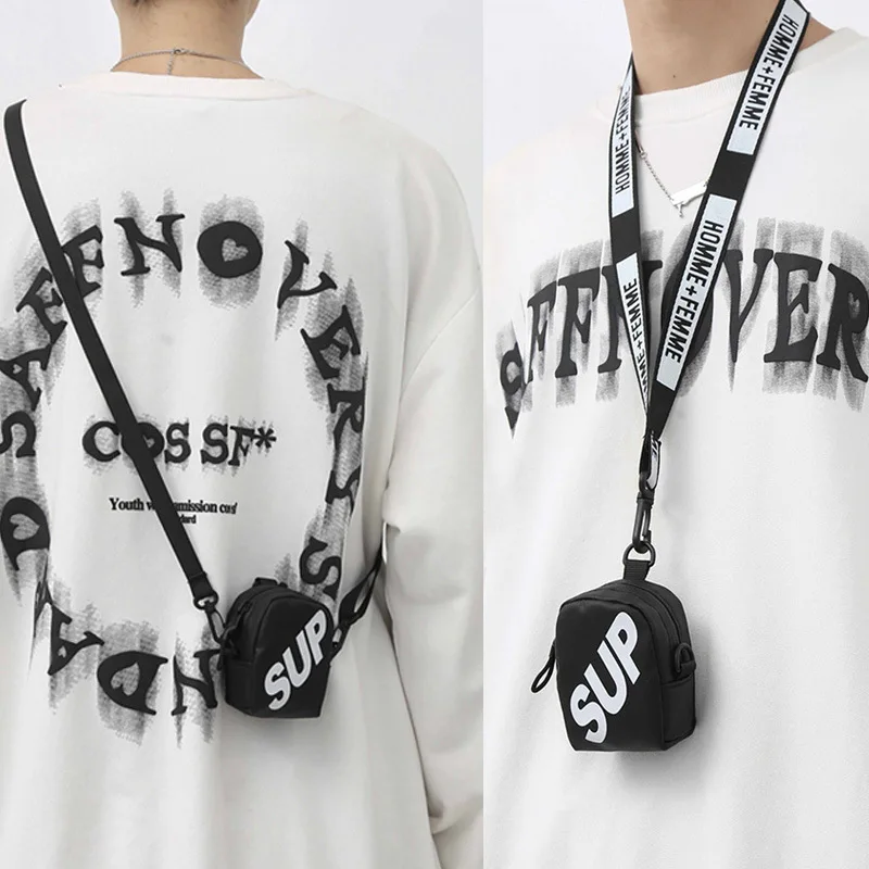 Men Decorative Mini Chest Bag Key Wallet Hanging Neck Headphone Bag Fashion Women Card Crossbody Bag 2023