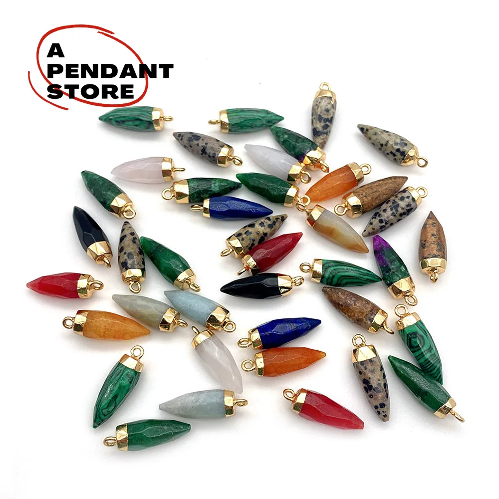 

Natural Stone Facet Bullet Shape Small Pepper Pendant Make Elegant Jewelry DIY Necklace Earrings Boutique Ladies Fashion Jewelry