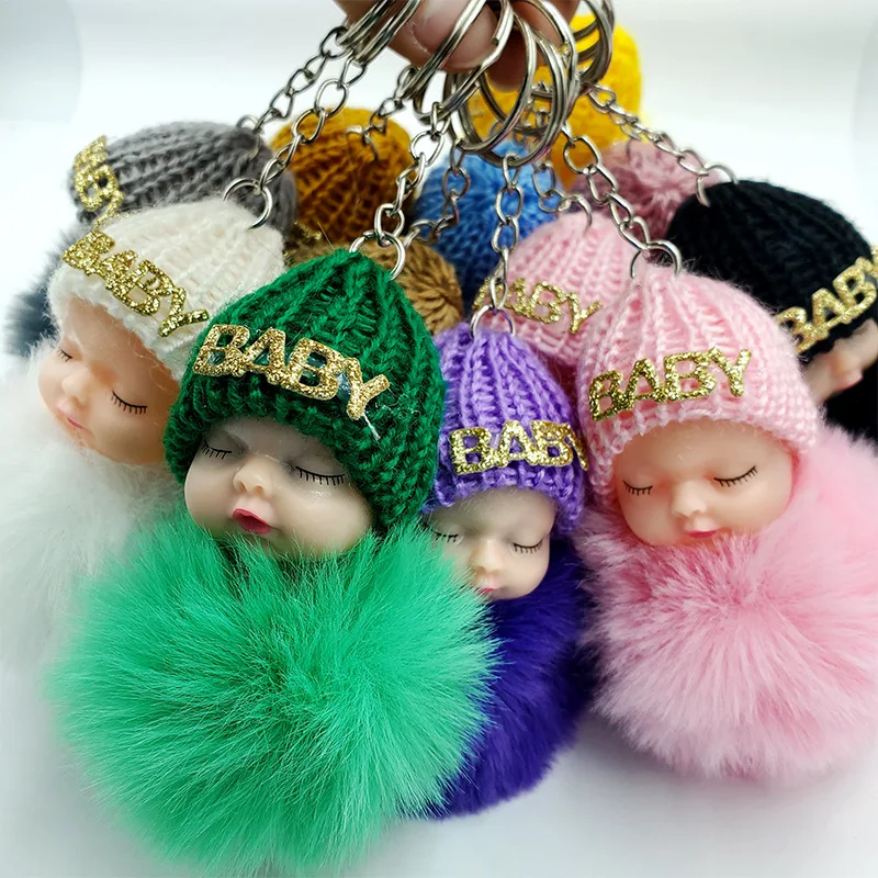 

New Cute Sleep Cartoon Doll Plush Ball Keychain