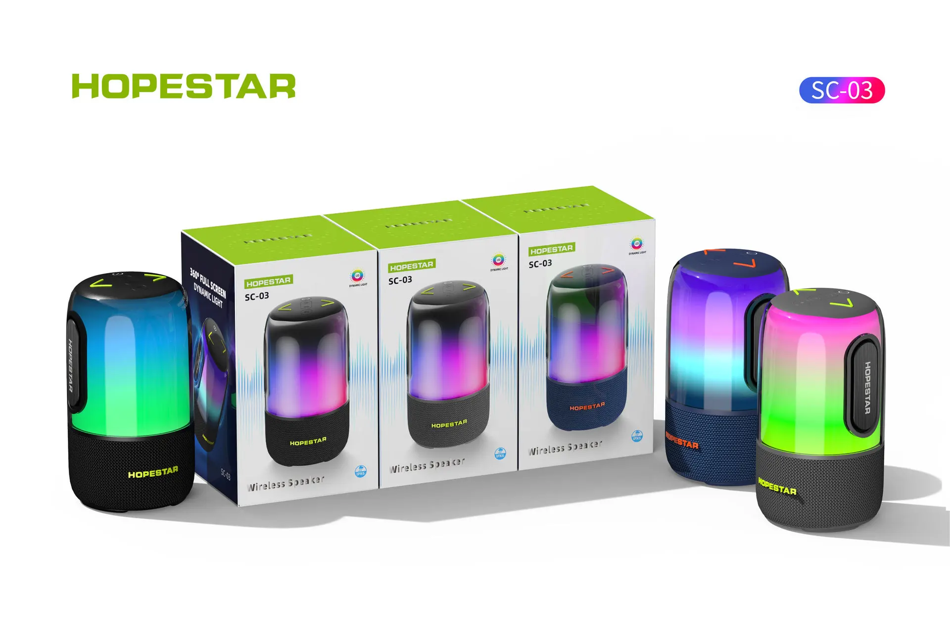 Беспроводной Bluetooth-динамик импульсная светодиодная вспышка IPX6