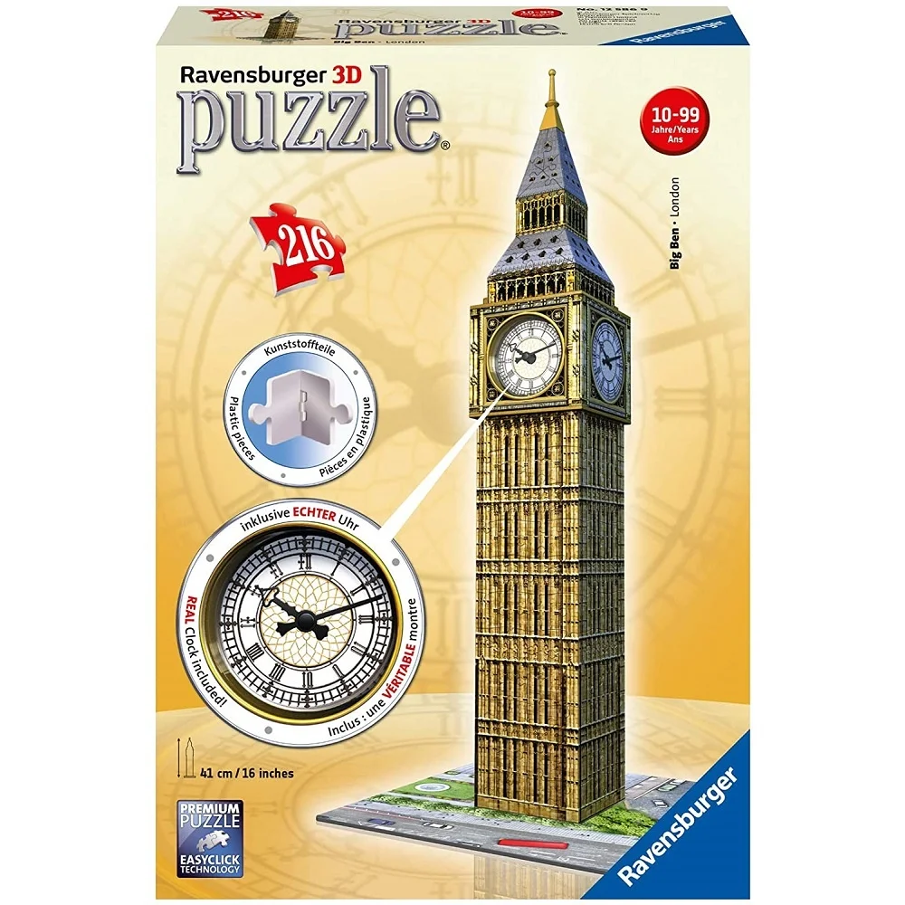 

Ravensburger Big Ben 216 Piece 3D Jigsaw Puzzle With Real Clock For Kids And Adults Architecture Model Building Unisex Toys